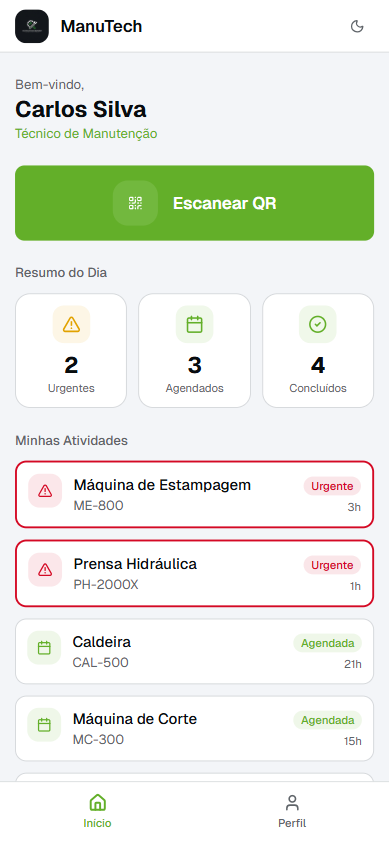 Plataforma do Manutentor - Acompanhamento de Chamados